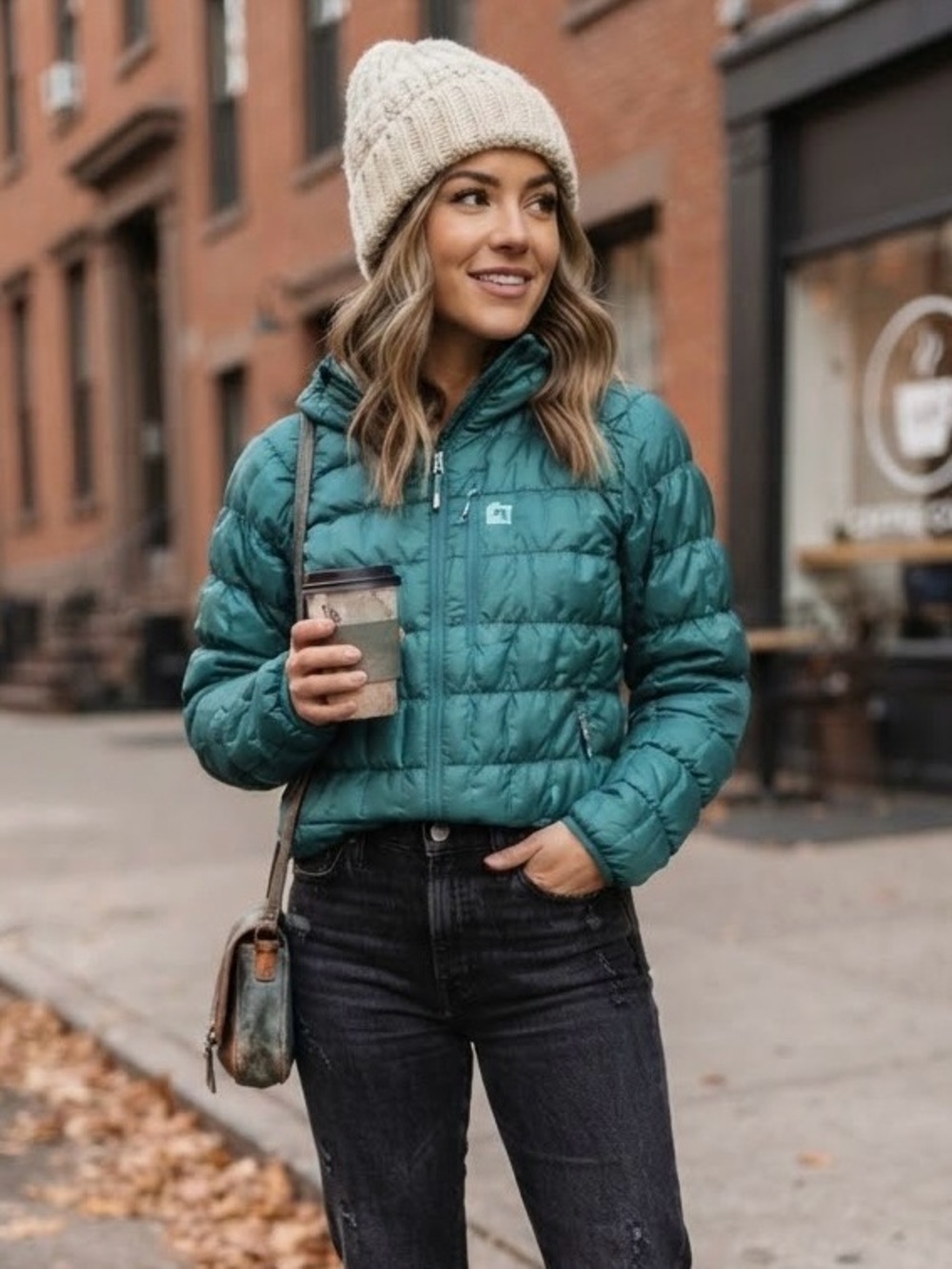 MEC Teal Green Primaloft Hooded Puffer Quilted Jacket Slim Fit Insulated L
